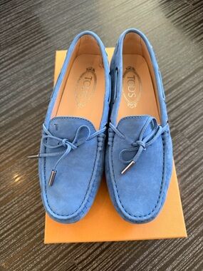 TOD'S Eye/Lace Mocassin Royal Blue 37